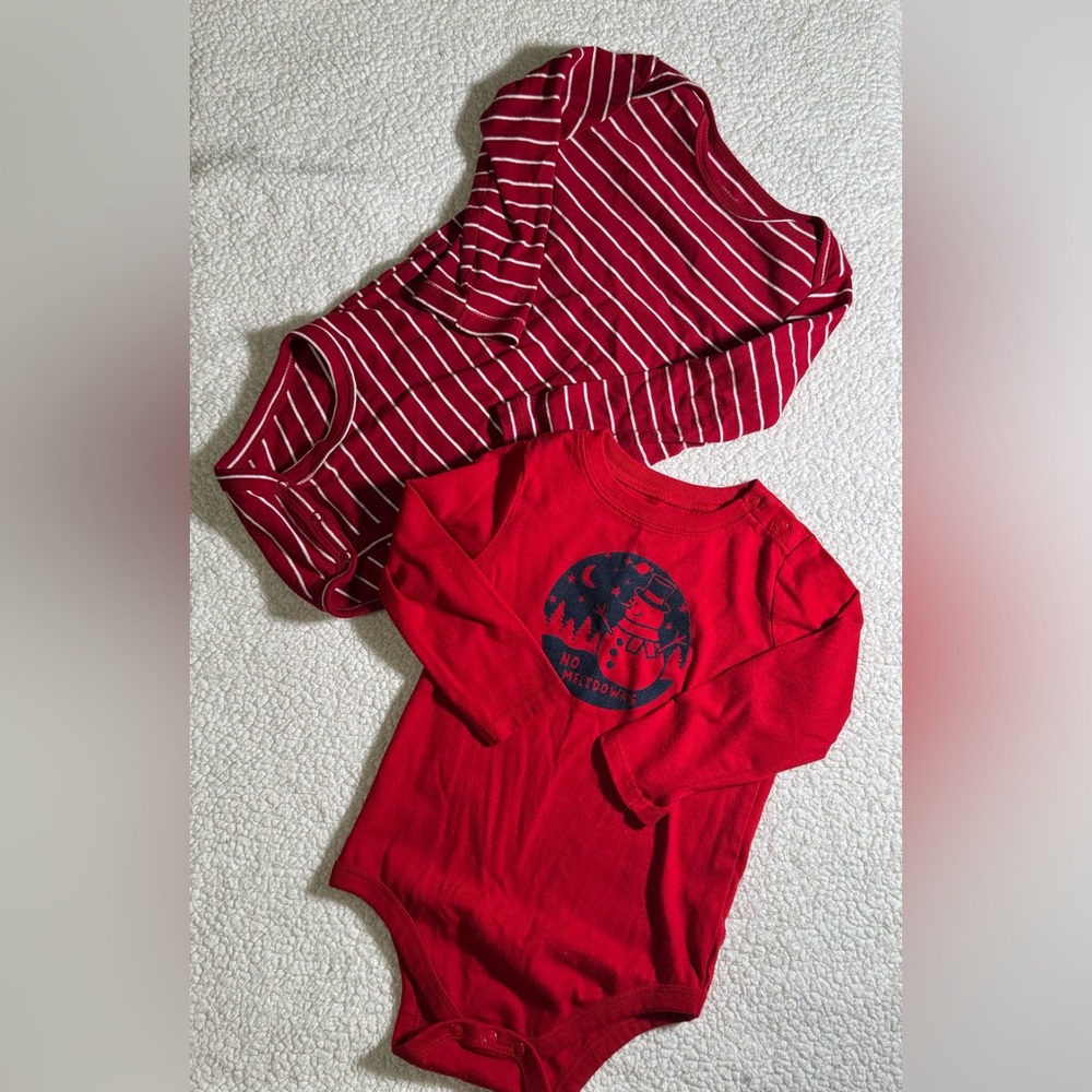 Red Striped and Graphic Kids Shirt Set